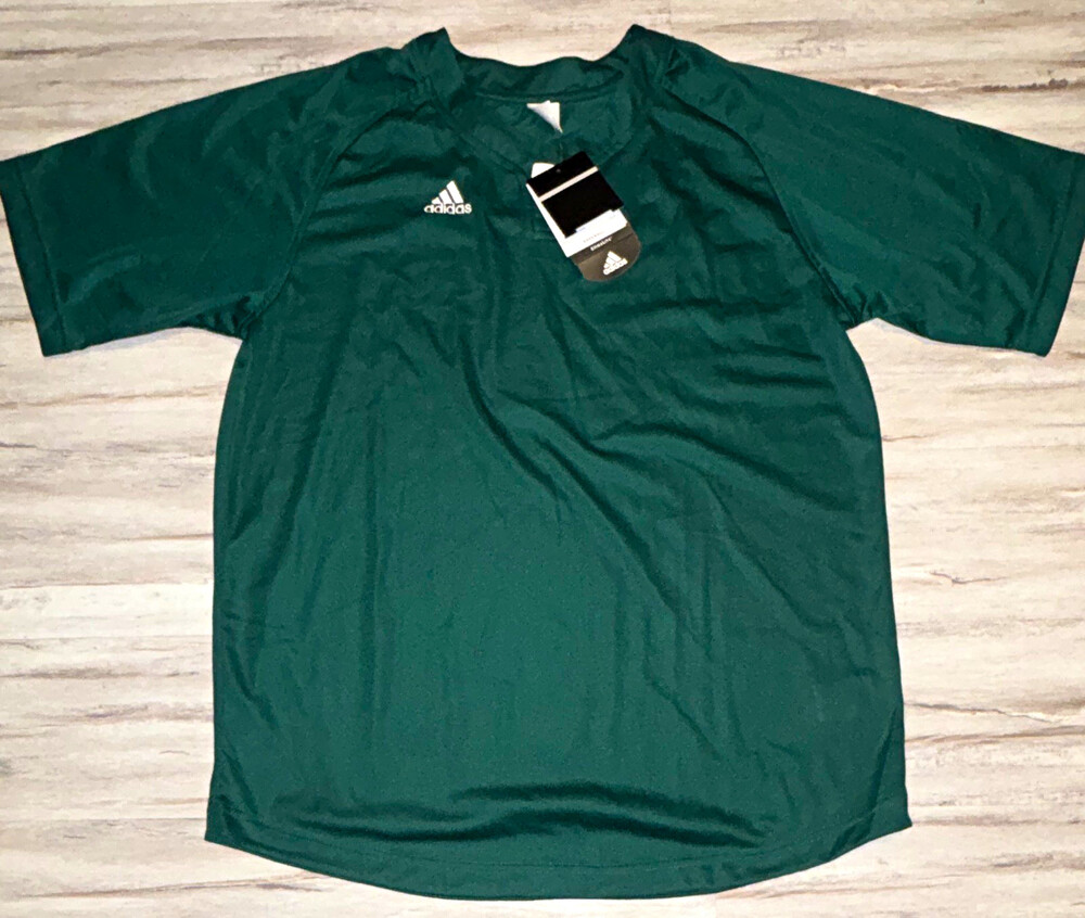 adidas Climalite T-Shirt Mens Green Short Sleeve Polyester Breathable Medium